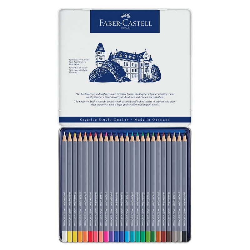 FABER-CASTELL akvarelové pastelky GOLDFABER AQUA, 24ks v kovové krabičce