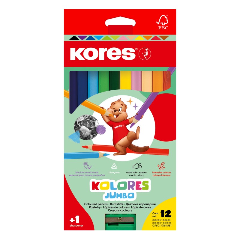 KORES pastelky Kolores Jumbo, 12ks + ořezávátko