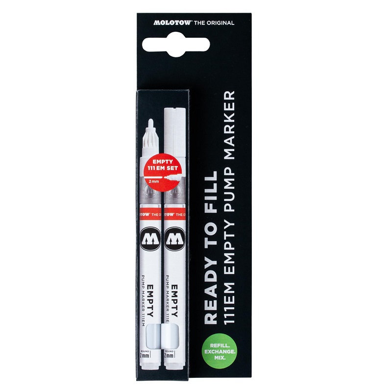 Prázdné fixy MOLOTOW 2mm, 2ks s doplňovacími nástavci