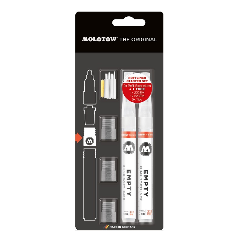 Prázdné fixy MOLOTOW CALLIGRAFX 2mm, 10ks Starter Set