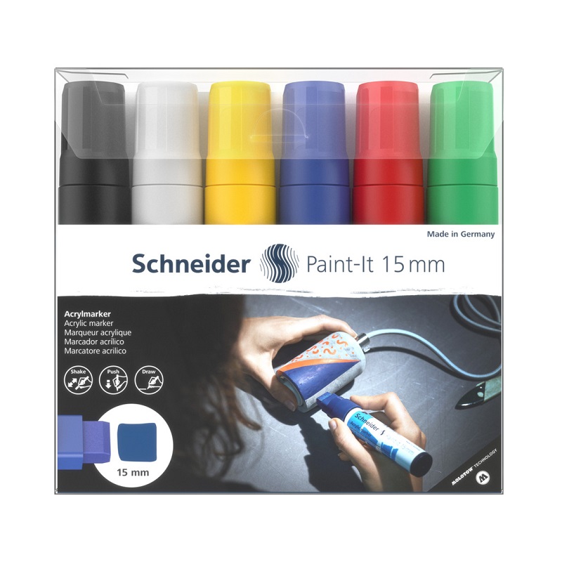 Akrylový popisovač SCHNEIDER Paint-It 15mm, 6ks základní