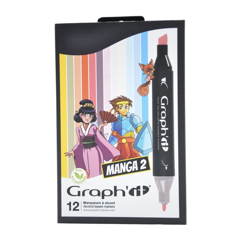 Lihové fixy GRAPH'IT oboustranné Fine & Chisel, 12ks Manga 2