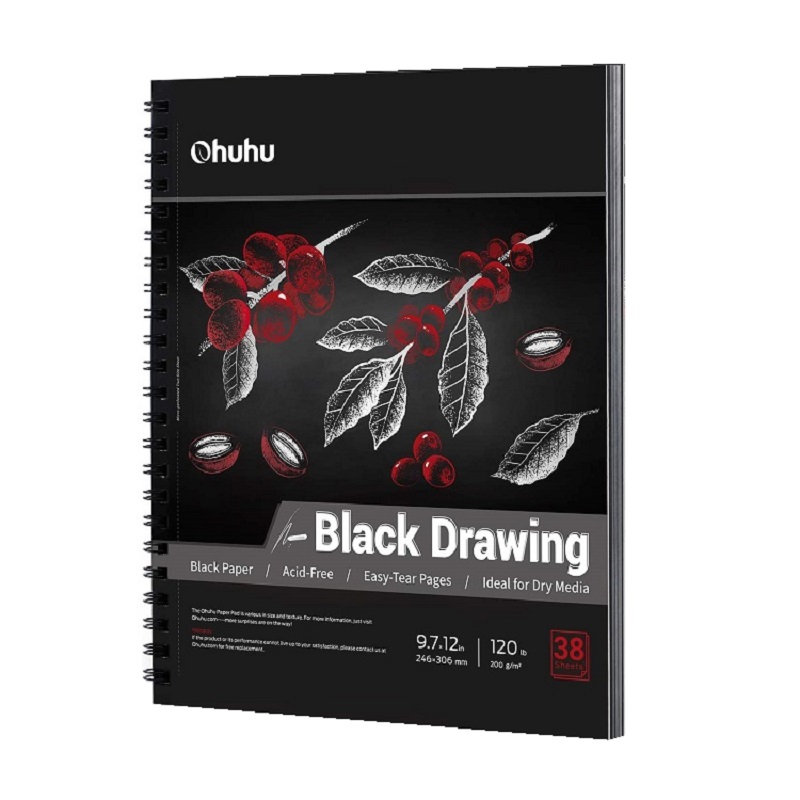Skicář OHUHU Sketchpad Black 306x246mm, 38 černých listů