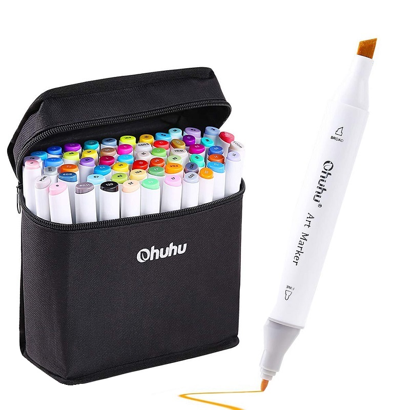 Lihové fixy OHUHU oboustranné Fine & Chisel, 60ks + blender