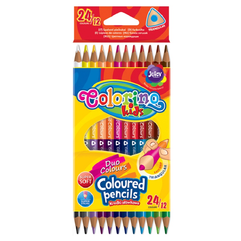 COLORINO pastelky trojhranné oboustranné, 12ks