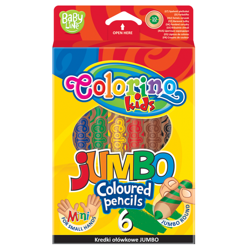 COLORINO pastelky kulaté Jumbo Mini, 6ks + ořezávátko
