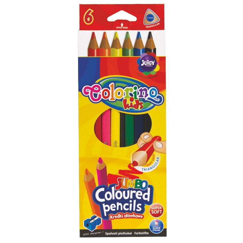 COLORINO pastelky trojhranné Jumbo, 6ks + ořezávátko