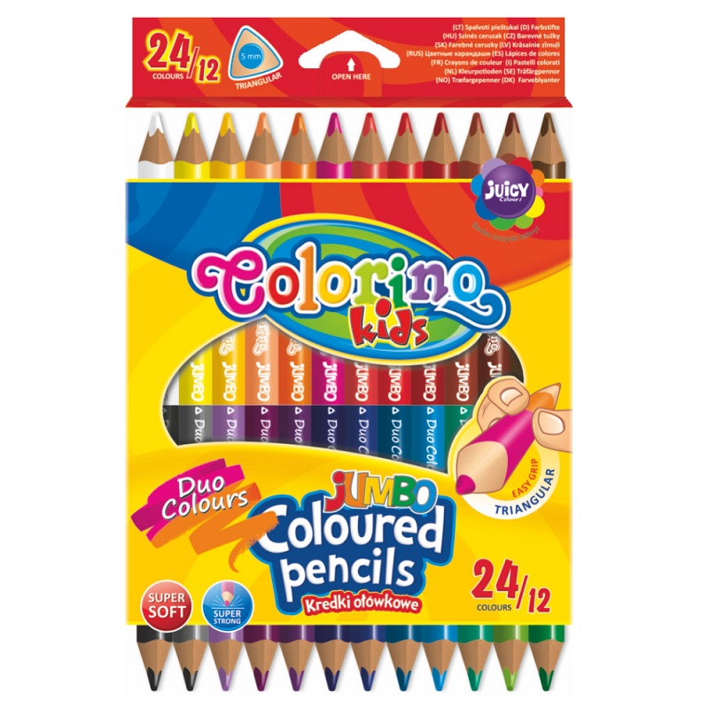 COLORINO pastelky trojhranné oboustranné Jumbo, 12ks