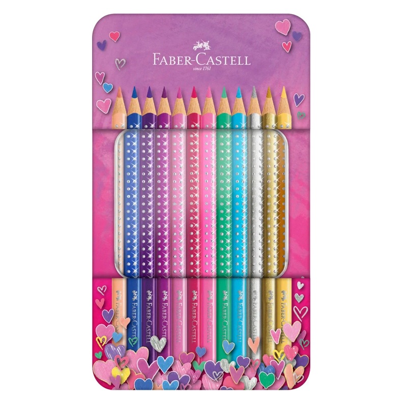 FABER-CASTELL třpytivé pastelky SPARKLE, 12ks v kovové krabičce