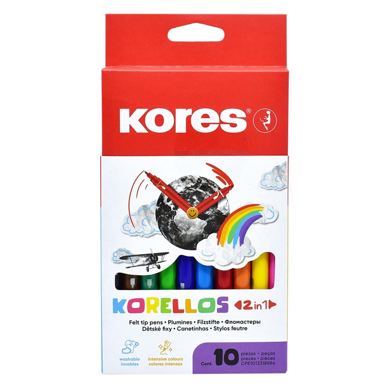 KORES školní fixy Korellos 2v1, 10ks