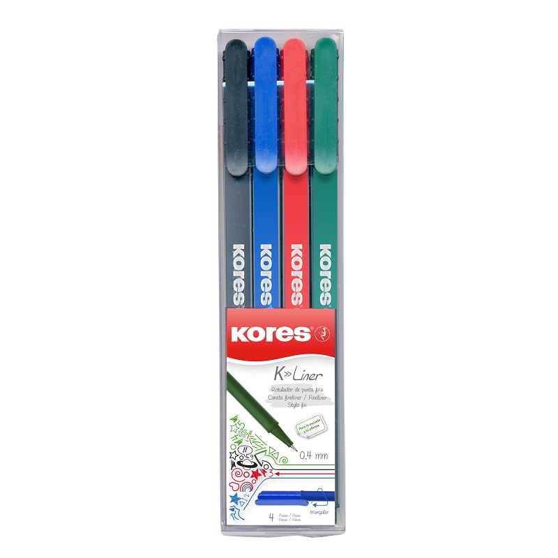 KORES popisovač K-Liner 0,4mm, 4ks