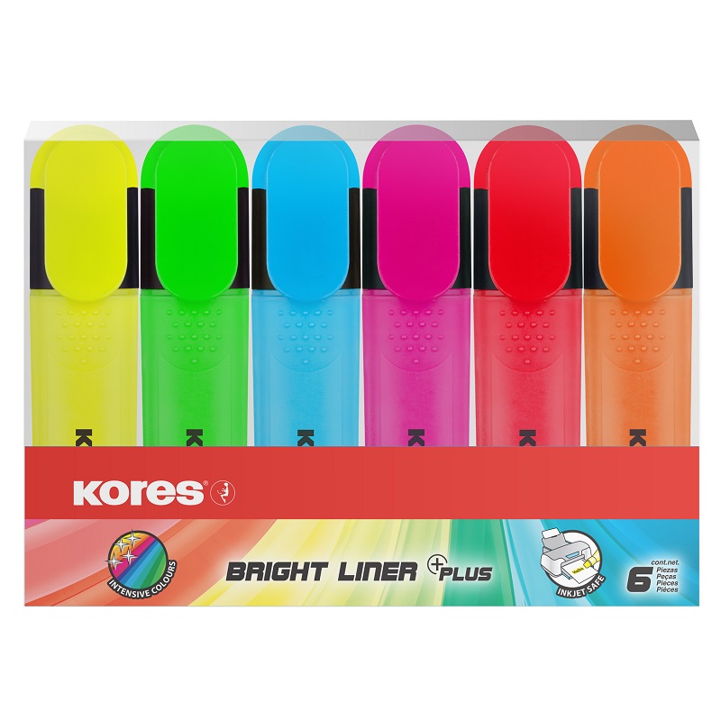 KORES zvýrazňovač Bright High Liner, 6ks