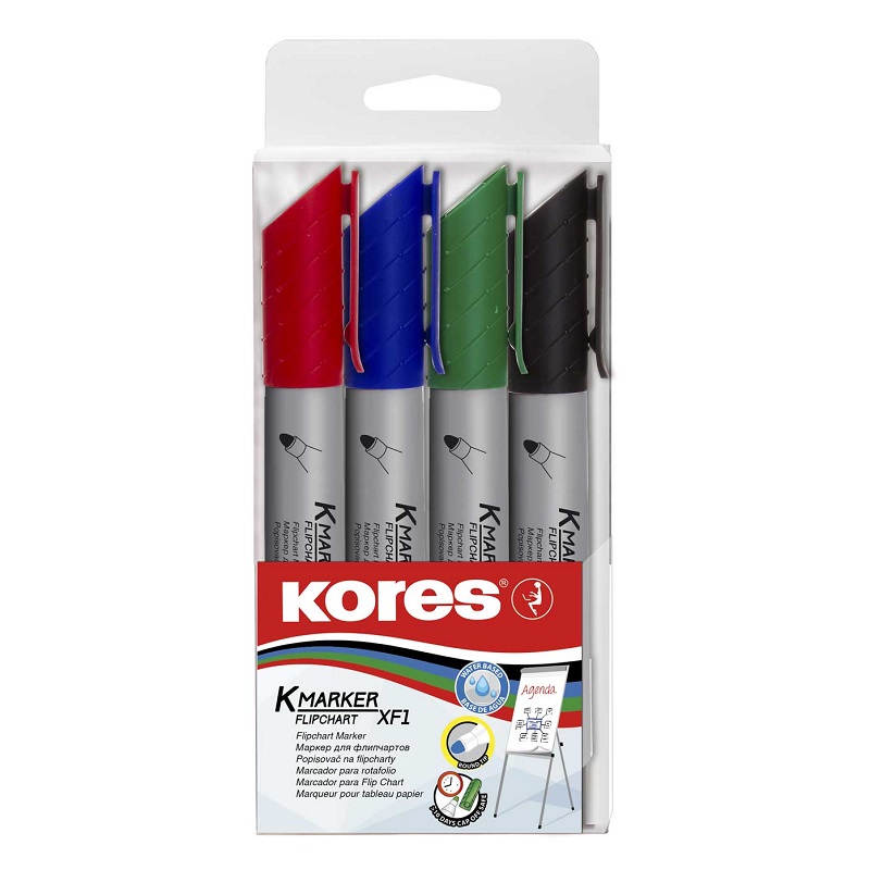 KORES popisovač na flipchart K-Marker kulatý, 4ks