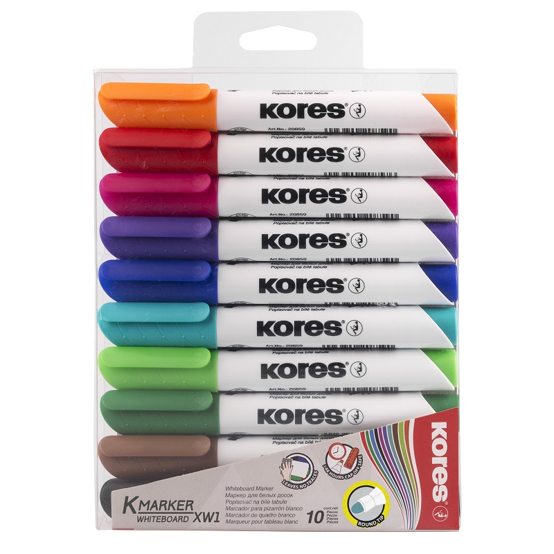 KORES popisovač na bílé tabule K-Marker kulatý, 10ks
