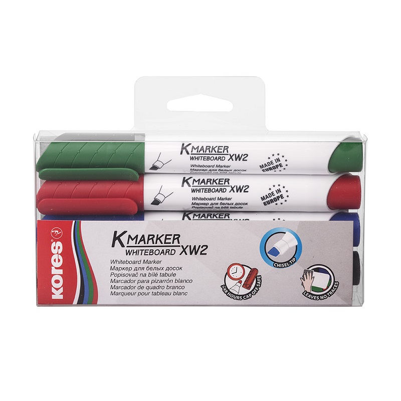 KORES popisovač na bílé tabule K-Marker šikmý, 4ks