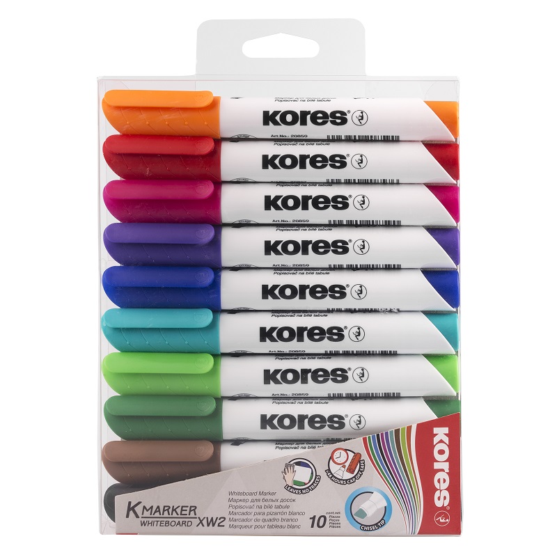 KORES popisovač na bílé tabule K-Marker šikmý, 10ks