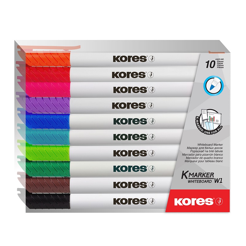 KORES popisovač na bílé tabule K-Marker tenký, 10ks
