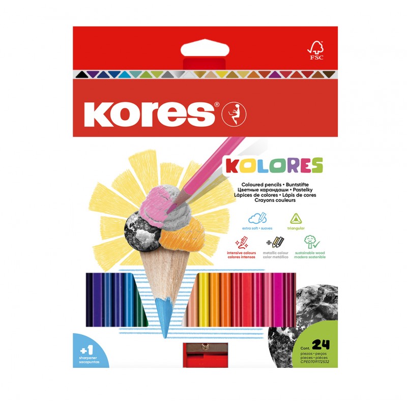 KORES pastelky Kolores, 24ks + ořezávátko