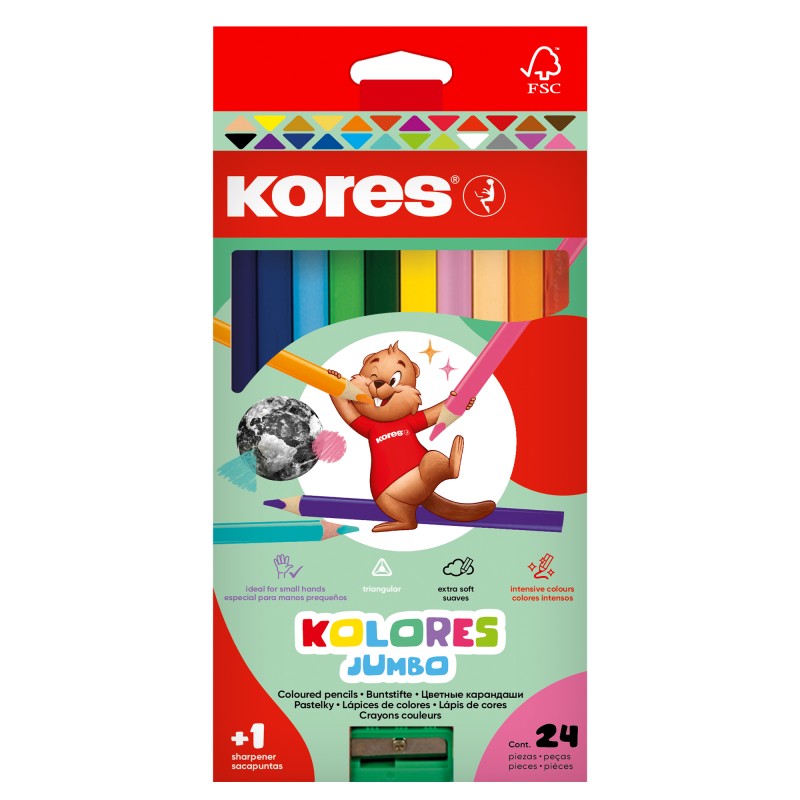 KORES pastelky Kolores Jumbo, 24ks + ořezávátko