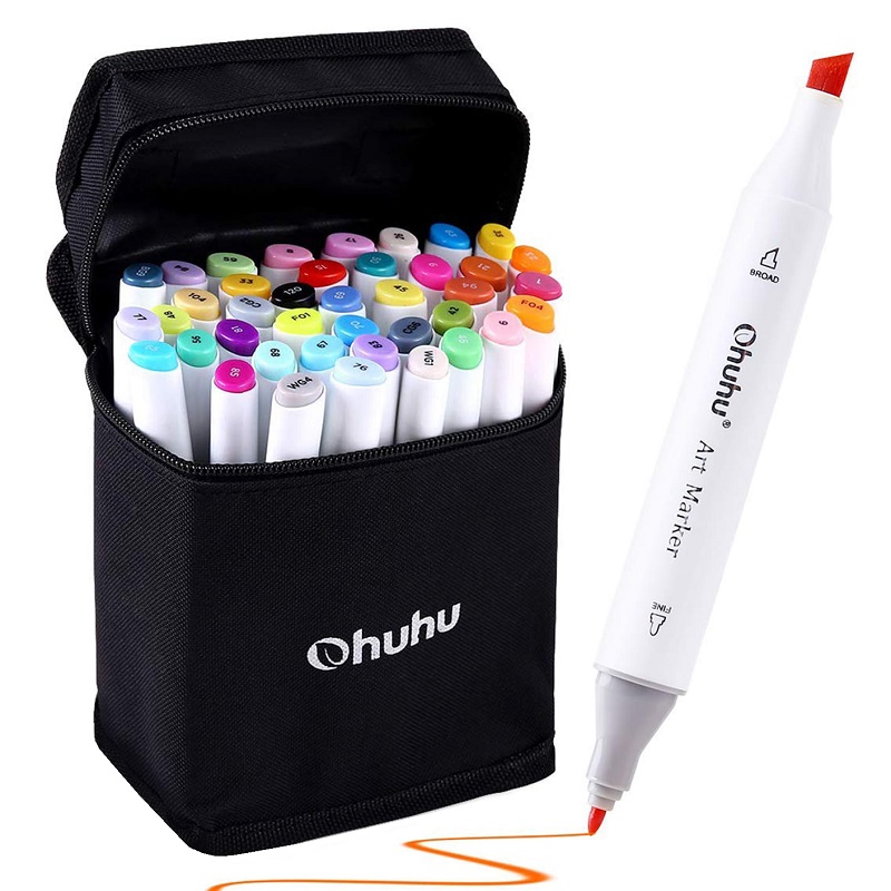 Lihové fixy OHUHU oboustranné Fine & Chisel, 40ks + blender
