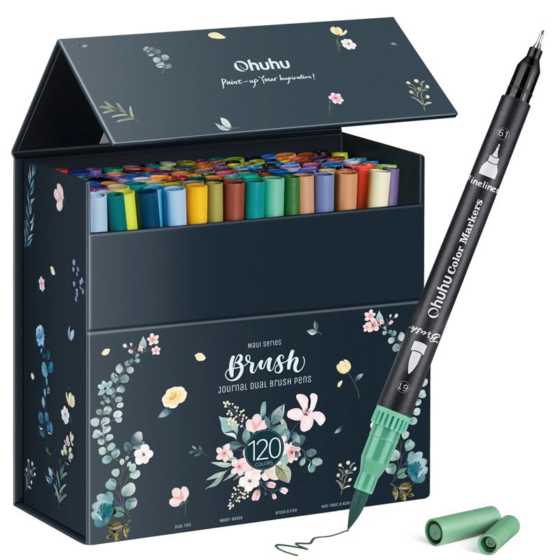 Akvarelové fixy OHUHU Aqua Brush Marker, 120ks