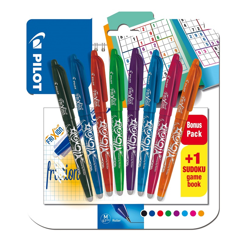 PILOT gumovací FriXion 07, 8ks + sudoku