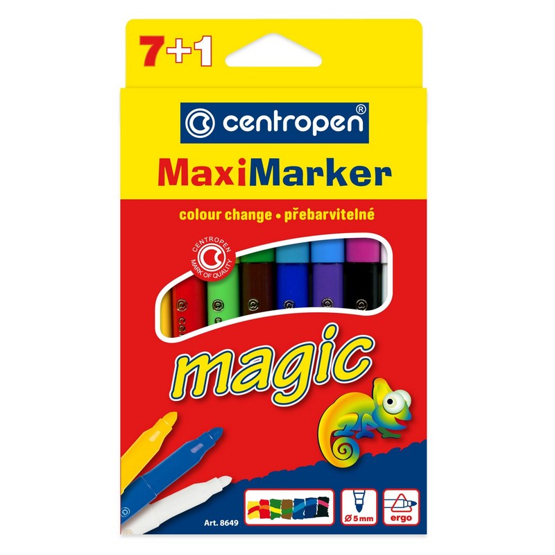 Fixy přebarvitelné CENTROPEN MaxiMarker Magic 8649, 8ks