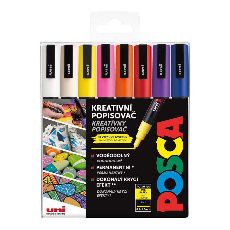Akrylové fixy UNI POSCA 3M, 16ks