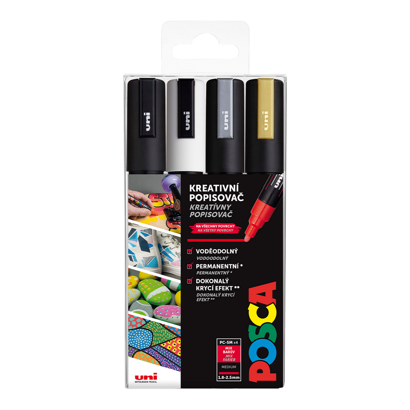 Akrylové fixy UNI POSCA 5M, 4ks