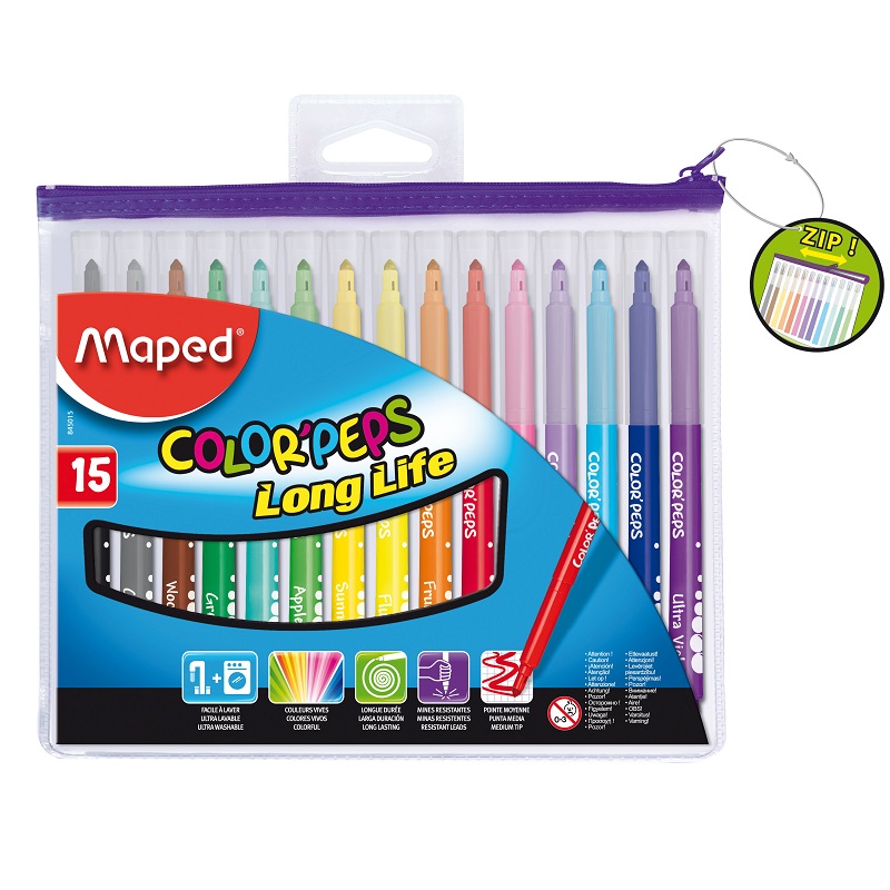 Fixy MAPED Color Peps long life, 15ks v pouzdře