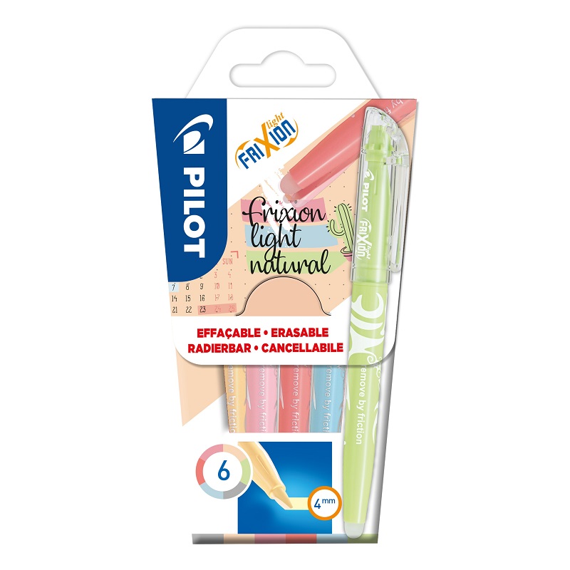 PILOT gumovací zvýrazňovač FriXion Light Natural, 6ks
