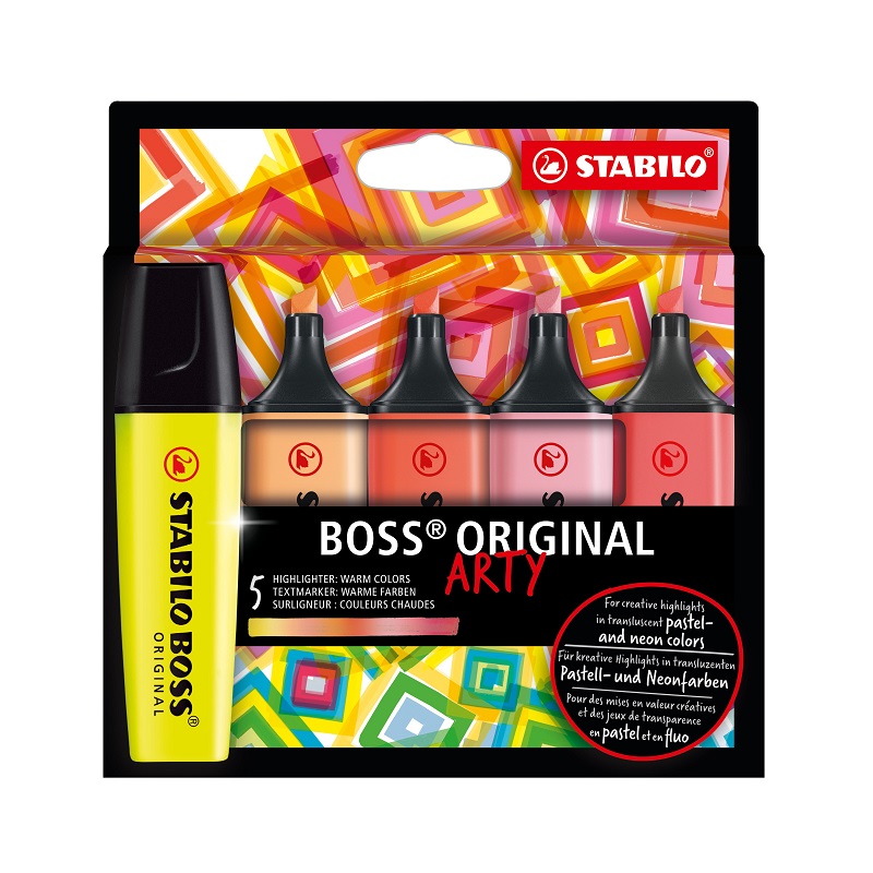 Zvýrazňovač STABILO BOSS ORIGINAL, 5ks ARTY "A"