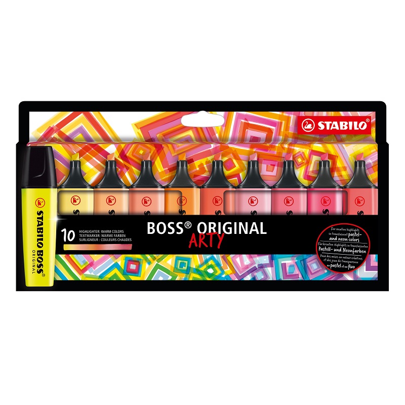 Zvýrazňovač STABILO BOSS ORIGINAL, 10ks ARTY "A"