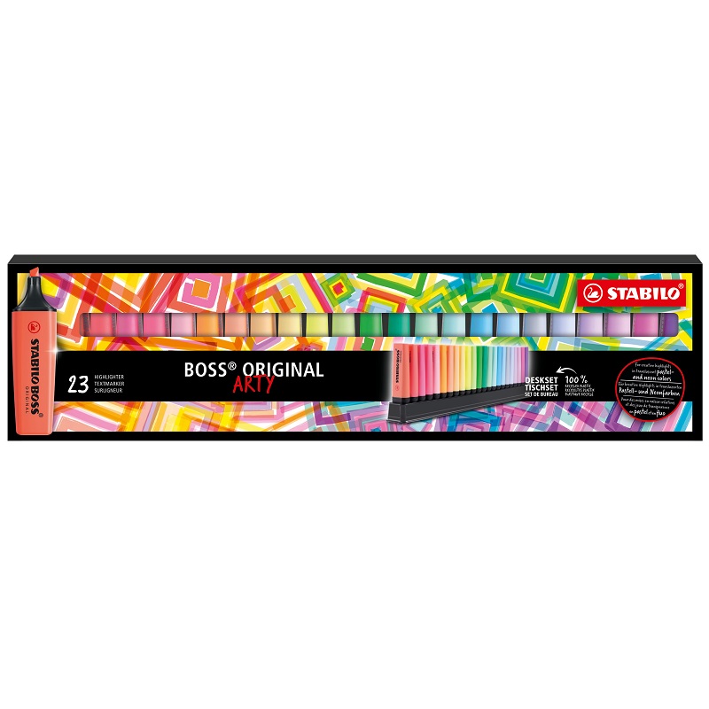 Zvýrazňovač STABILO BOSS ORIGINAL, 9ks + 14ks pastel ARTY