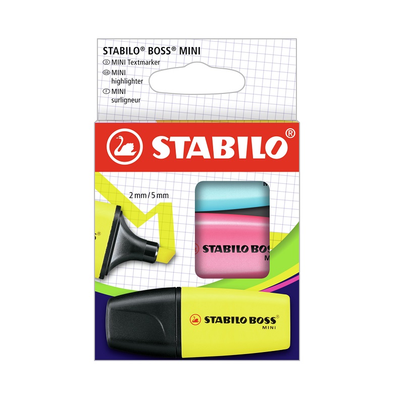 Zvýrazňovač STABILO BOSS MINI, 3ks "A"