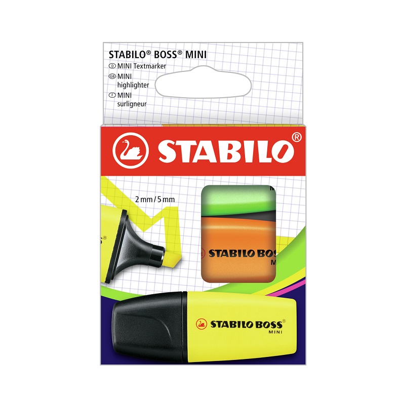 Zvýrazňovač STABILO BOSS MINI, 3ks "B"