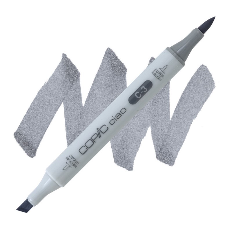 Lihová fixa COPIC Ciao oboustranná Brush & Chisel, C3 Cool gray 3
