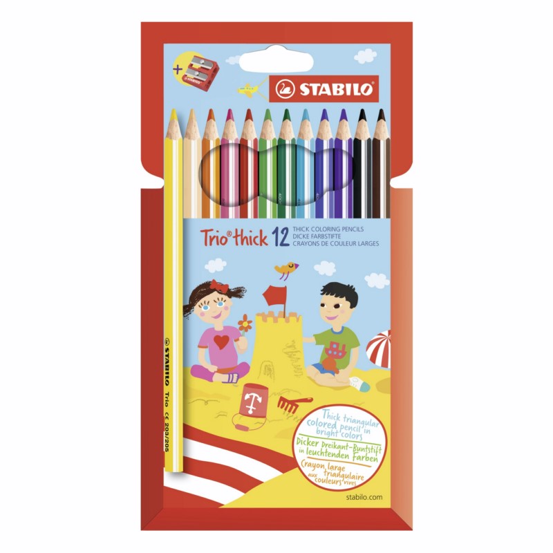 Pastelky STABILO Trio silné, 12ks s ořezávátkem