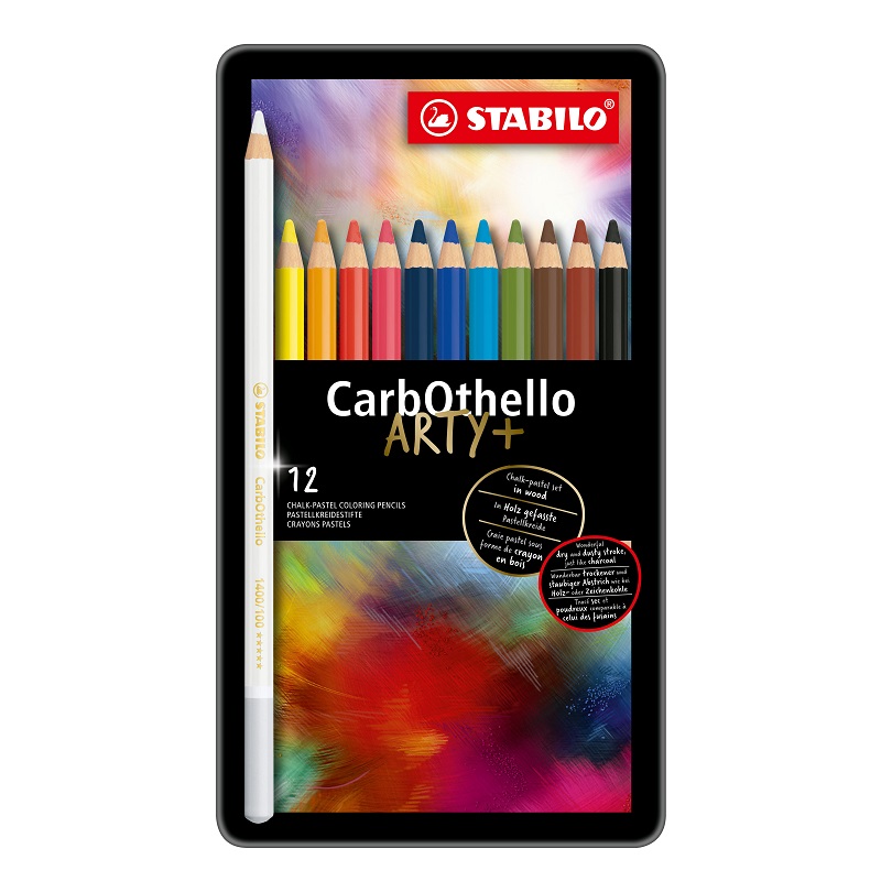 Pastelky křídové STABILO CarbOthello, 12ks ARTY v kovové krabičce