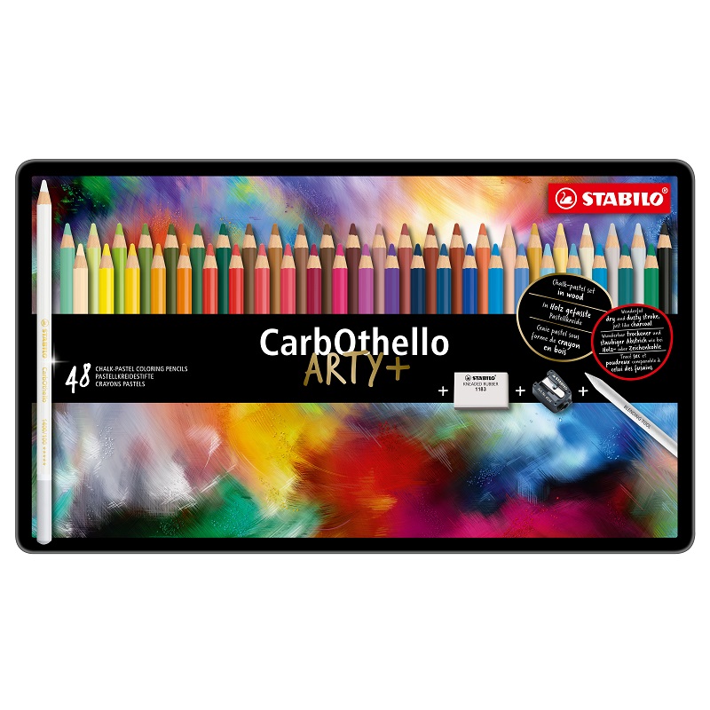 Pastelky křídové STABILO CarbOthello, 48ks ARTY v kovové krabičce + příslušenství