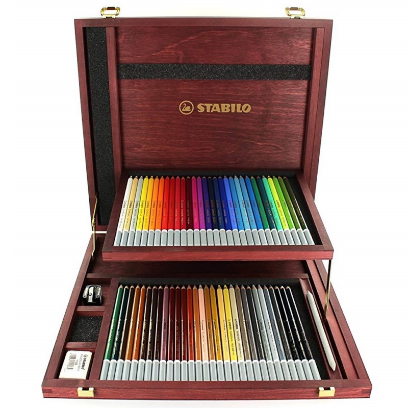 Pastelky křídové STABILO CarbOthello, 60ks v dřevěném kufříku + příslušenství