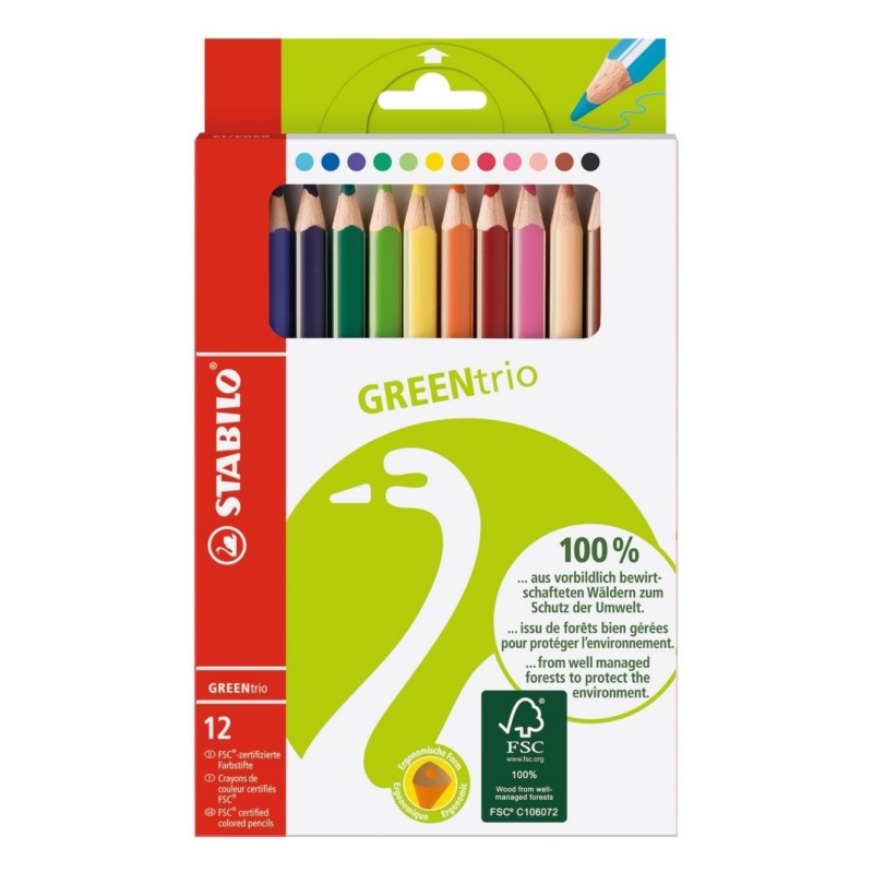 Pastelky STABILO GREENtrio, 12ks