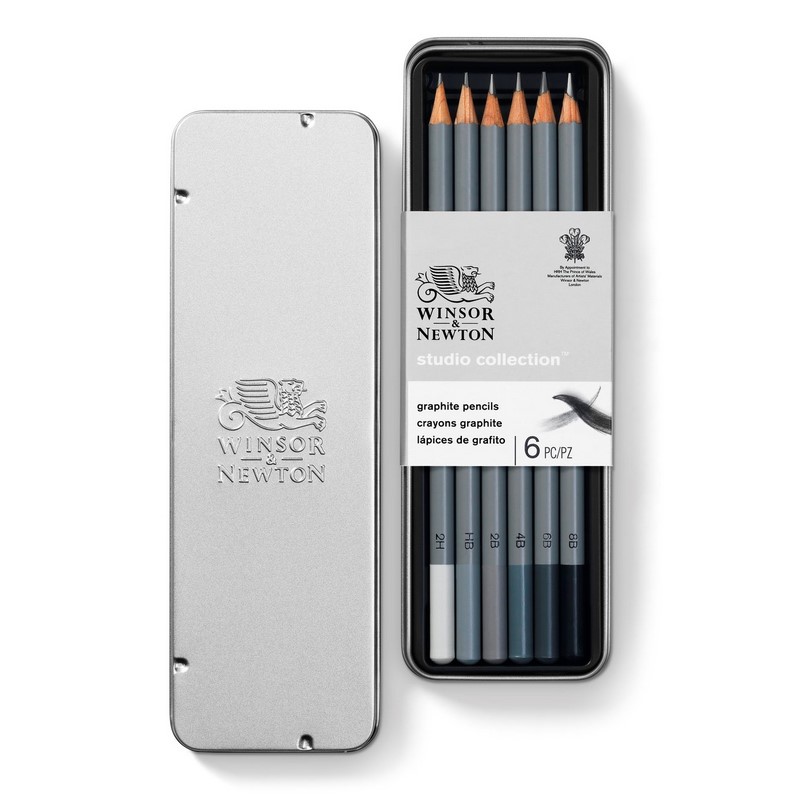 WINSOR & NEWTON Grafitové tužky WINSOR & NEWTON, 6ks v kovové krabičce