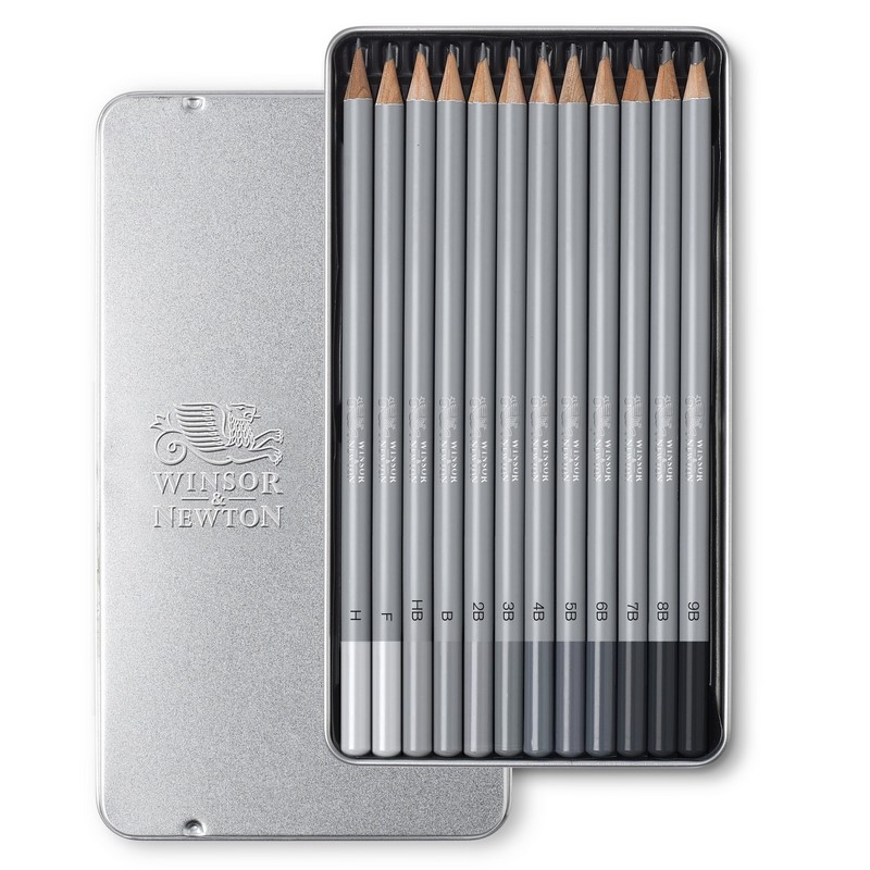 WINSOR & NEWTON Grafitové tužky WINSOR & NEWTON, 12ks Soft v kovové krabičce