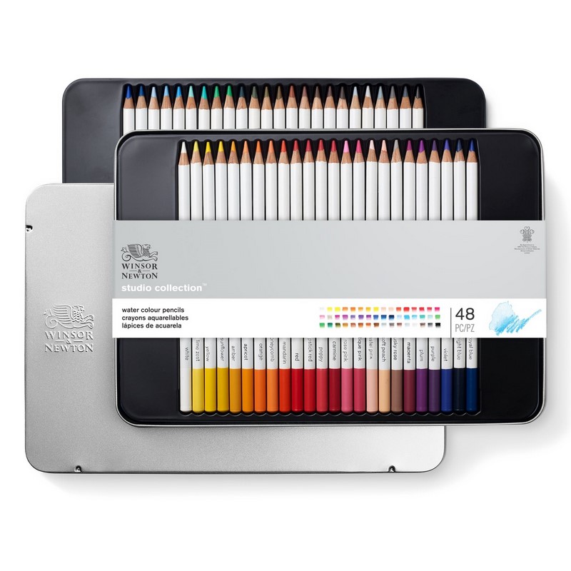 WINSOR & NEWTON Akvarelové pastelky WINSOR & NEWTON, 48ks v kovové krabičce