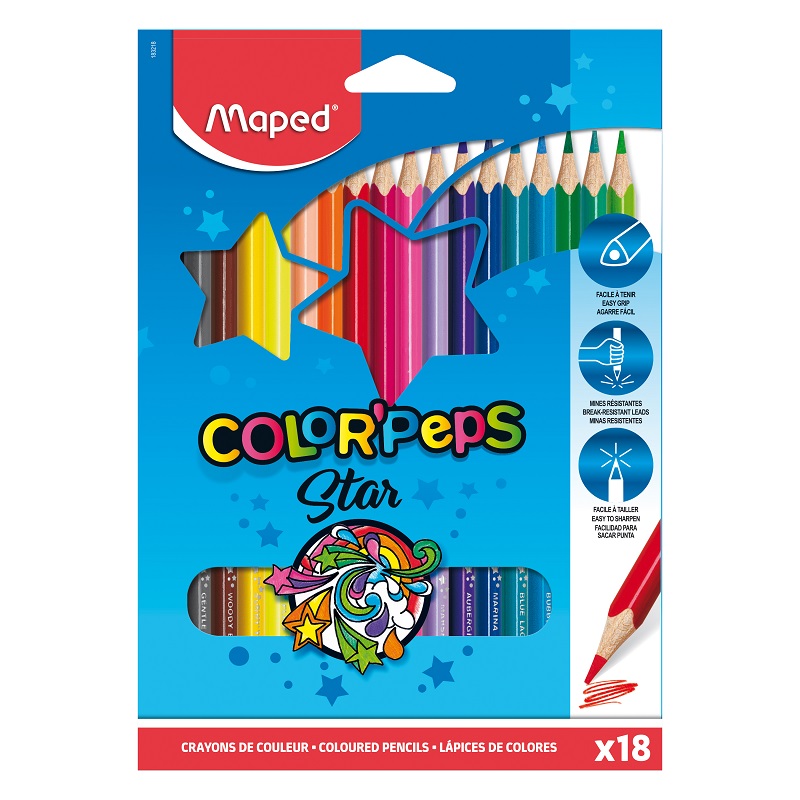 Pastelky MAPED Color Peps star, 18ks