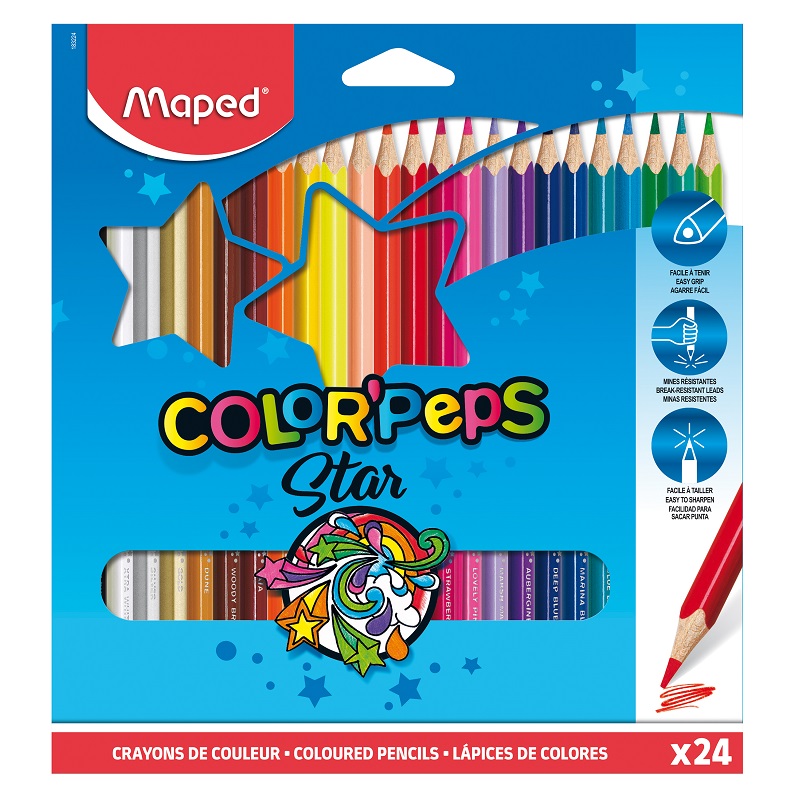 Pastelky MAPED Color Peps star, 24ks