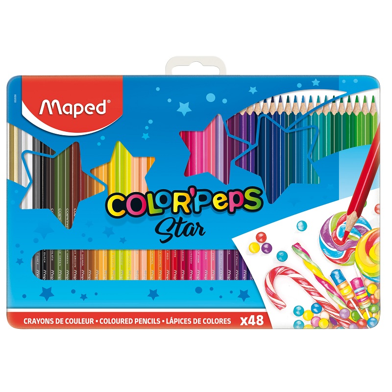 Pastelky MAPED Color Peps star, 48ks v kovové krabičce