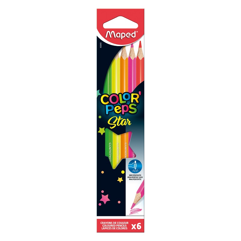 Pastelky MAPED Color Peps fluo, 6ks
