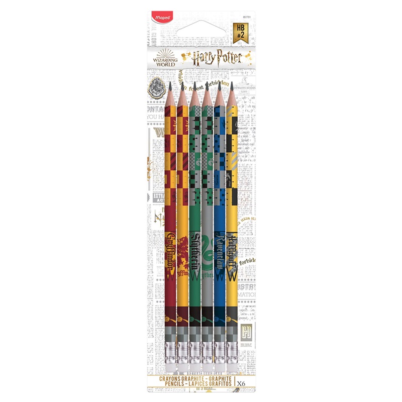 Tužky MAPED Black Peps Harry Potter s gumou, 6ks